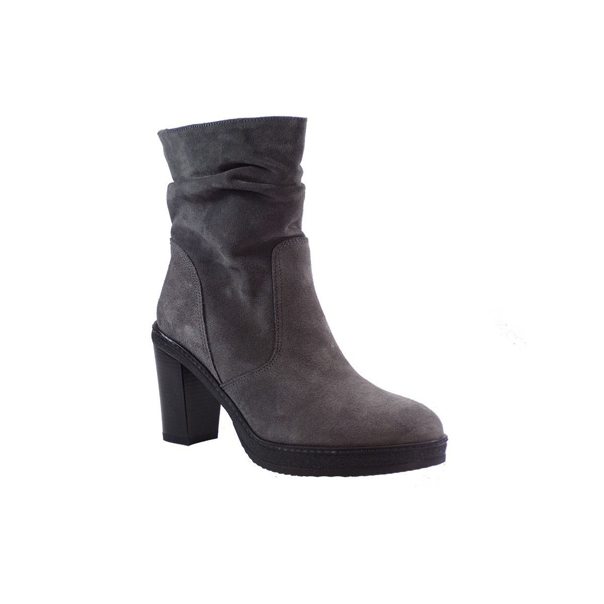 Envie Shoes Γυναικεία Παπούτσια Μποτάκια Ε02-6340 Γκρι Δέρμα Καστόρι