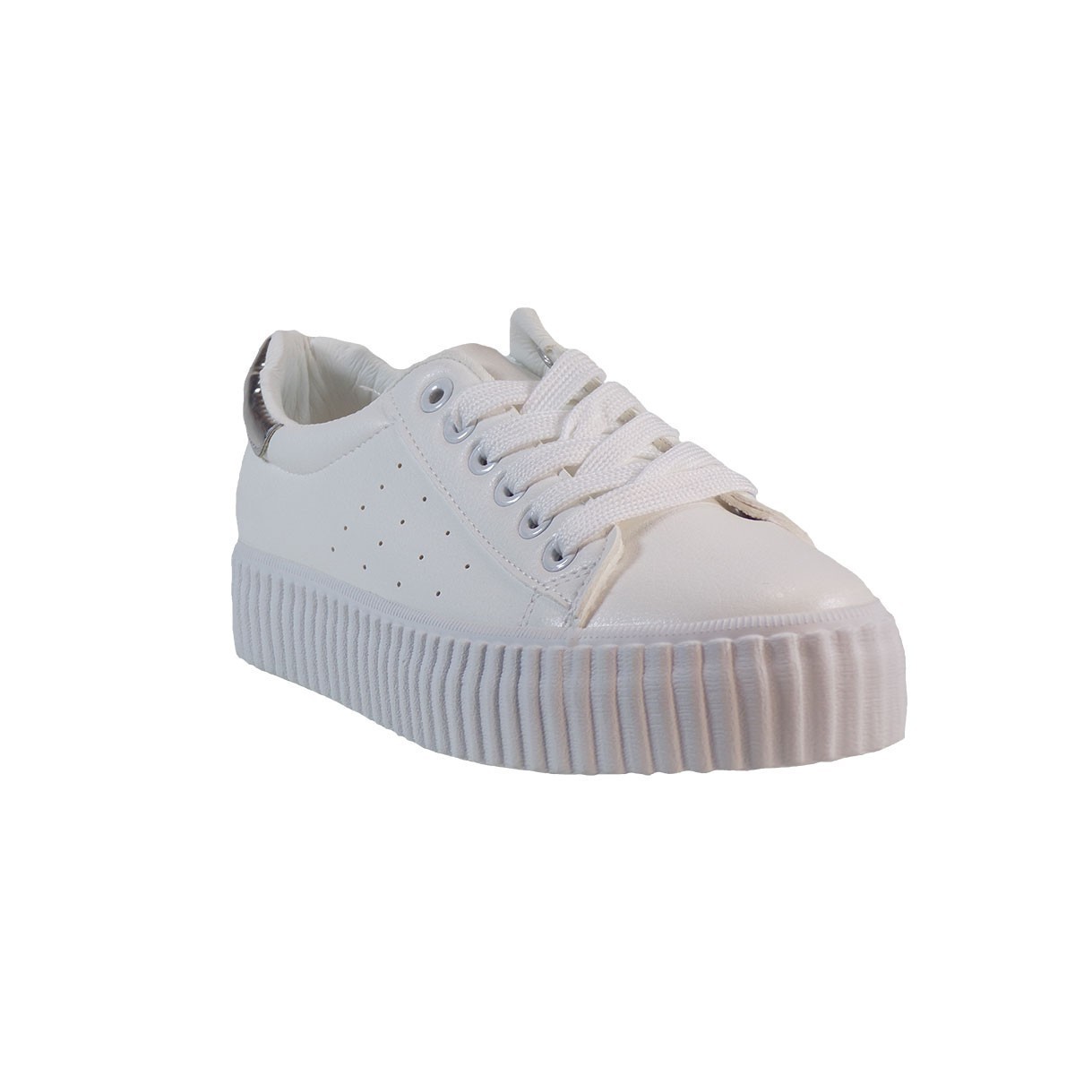 Bagiota Shoes Γυναικεία Παπούτσια Sneakers 3909-2 Άσπρο-Ασημί