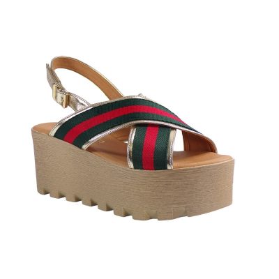 Katia Shoes Γυναικείες Πλατφόρμες Πέδιλα 135/2080 Χρυσό-Πράσινο