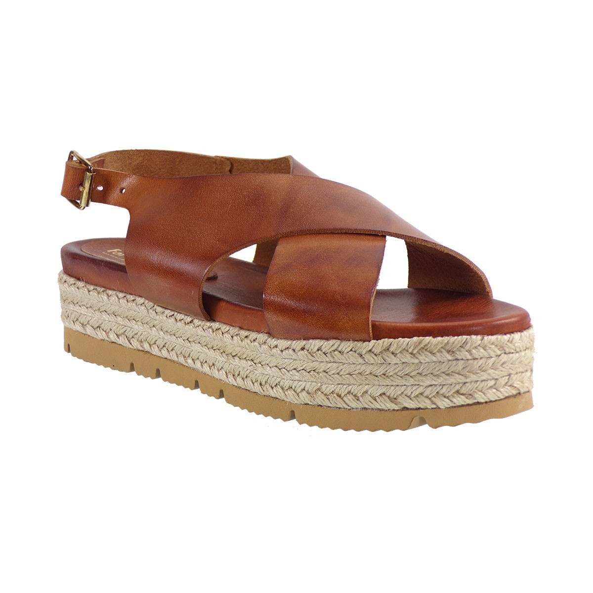 Fardoulis shoes Γυναικείες Πλατφόρμες Πέδιλα 48177 Ταμπά Δέρμα
