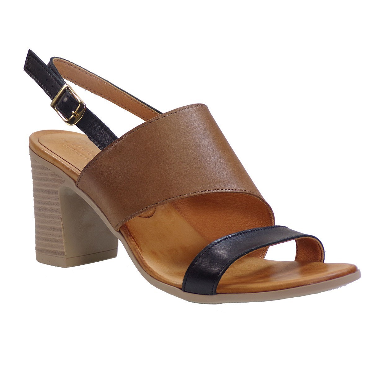 Katia Shoes Anneto Γυναικεία Πέδιλα Κ73-40 Μαύρο/Σοκολά Δέρμα