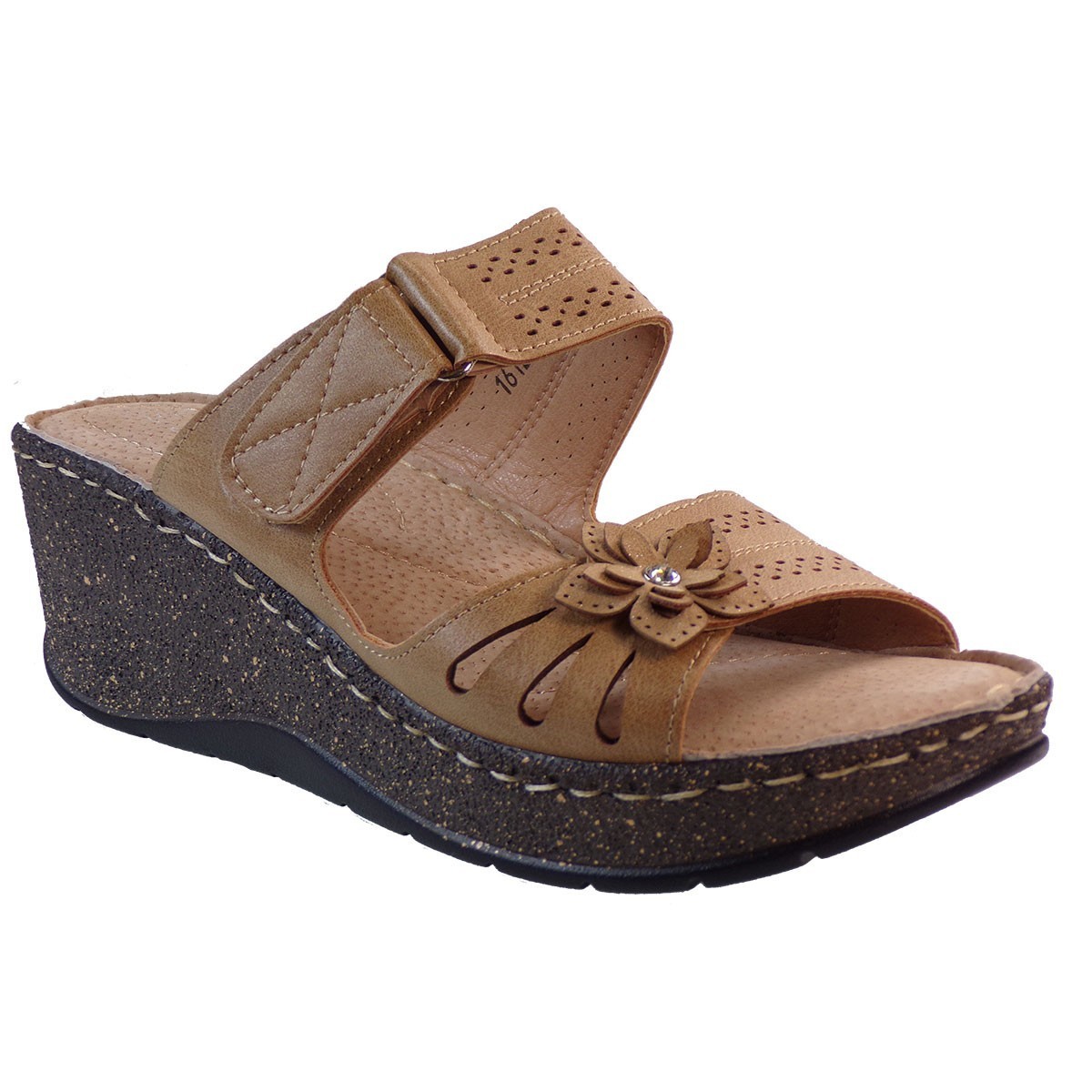 Bagiota Shoes Γυναικείες Παντόφλες 1612 Καμέλ