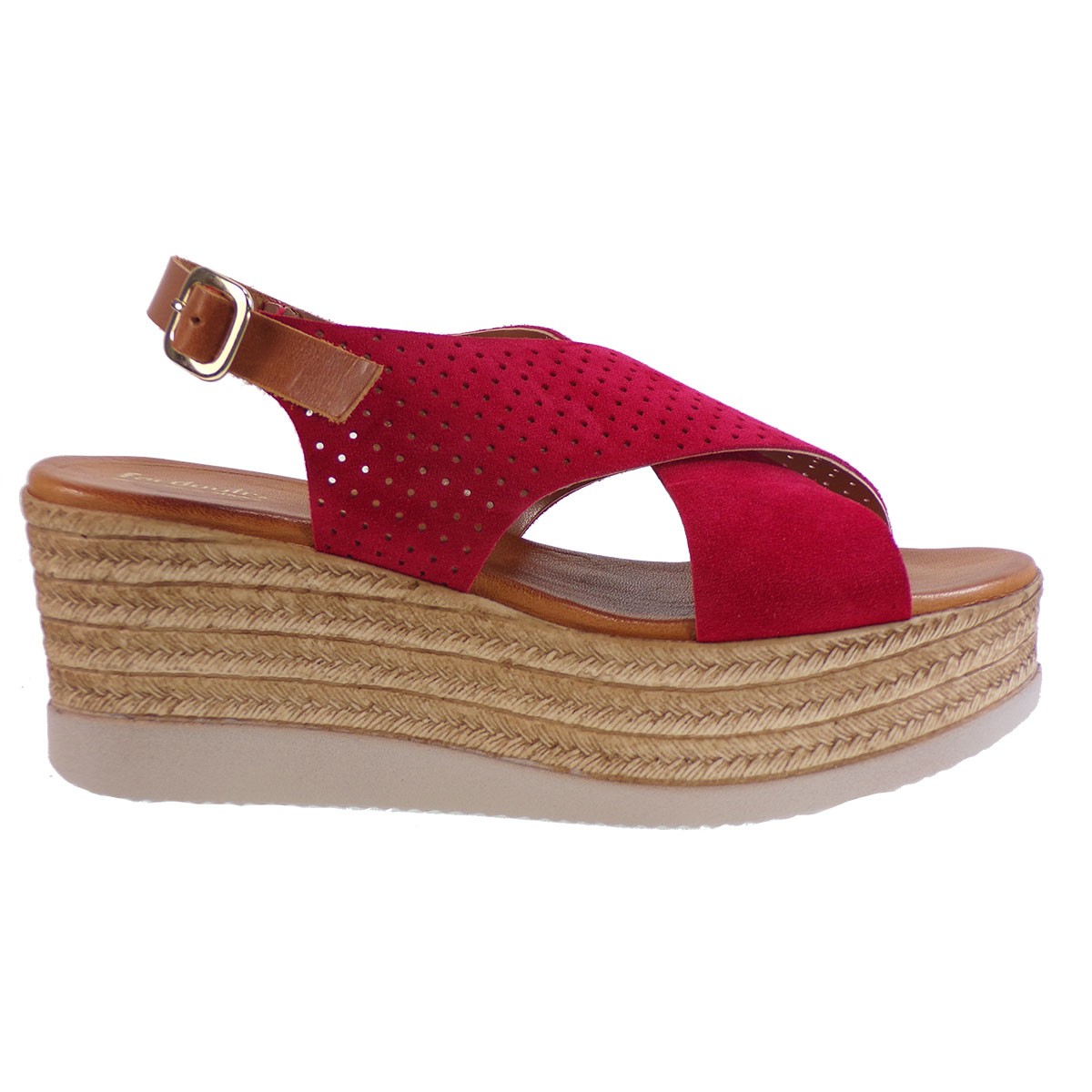 Fardoulis shoes Γυναικείες Πλατφόρμες Πέδιλα 64420 Κόκκινο Καστόρι φωτογραφία