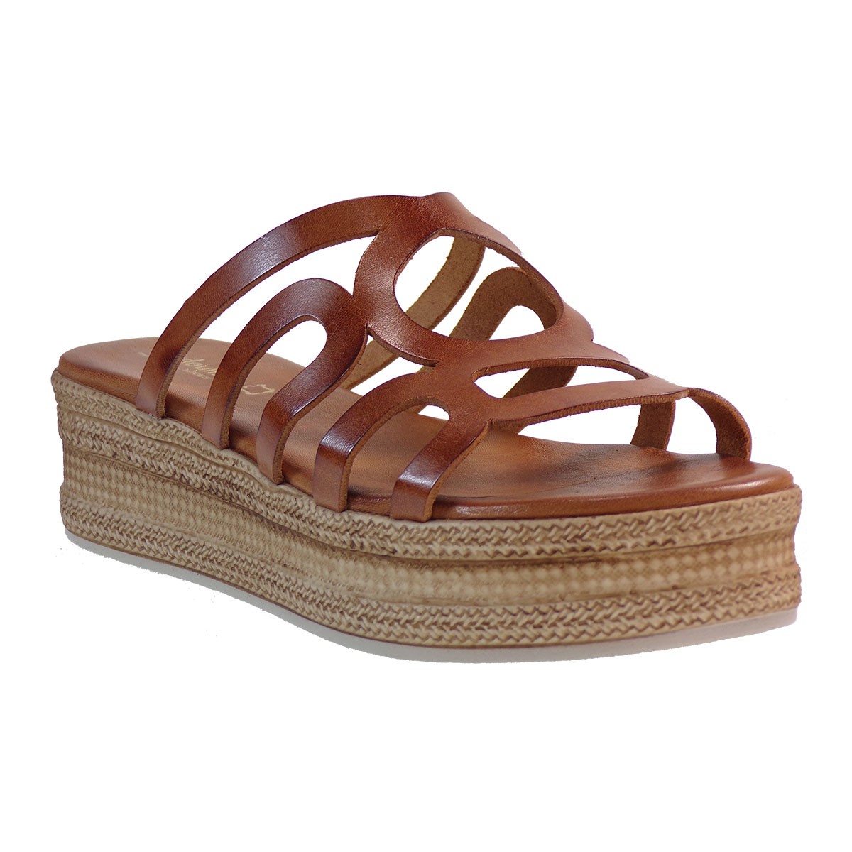 Fardoulis shoes Γυναικείες Πλατφόρμες Παντόφλες 63439 Ταμπά Δέρμα