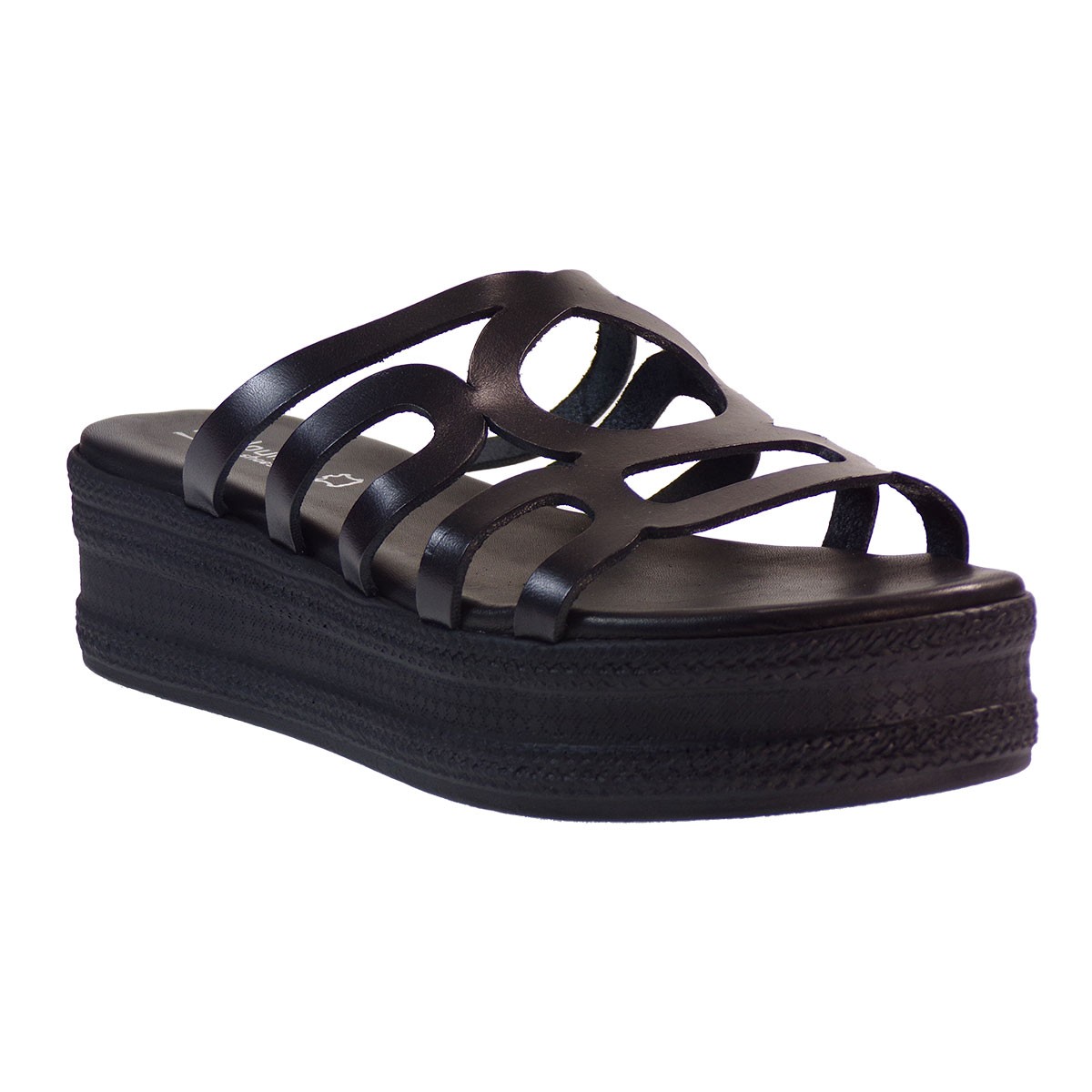 Fardoulis shoes Γυναικείες Πλατφόρμες Παντόφλες 63439 Μαύρο Δέρμα