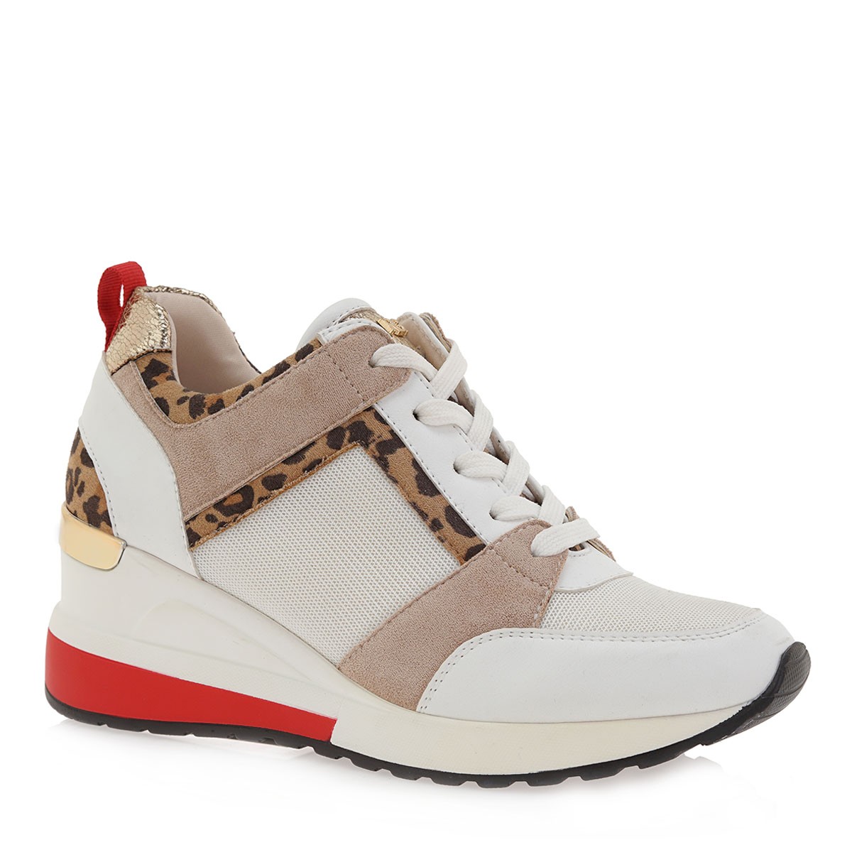 Renato Garini Γυναικεία Παπούτσια Sneakers 012-EX2101 Λευκό-Μπέζ-Λεοπάρ K119R012366K