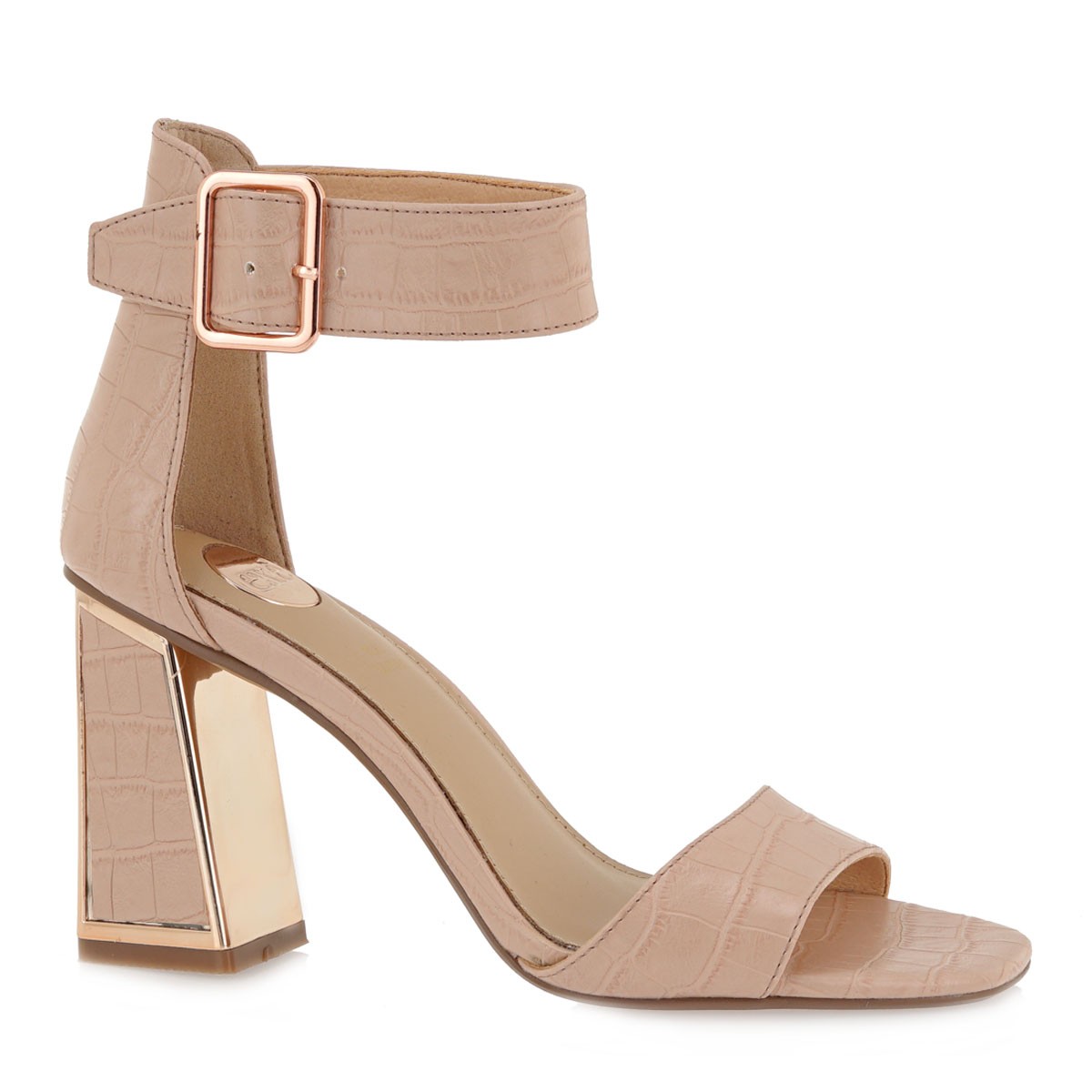 EXE Shoes Πέδιλα Γυναικεία 157-LUCIA-150 Nude Κροκό K4700157574D