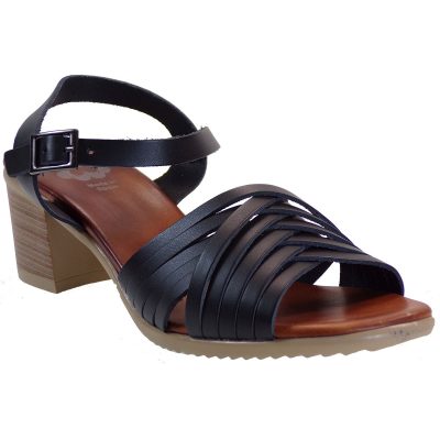 Porronet Shoes Γυναικεία Πέδιλα Δερμάτινα FI2543 Μαύρο
