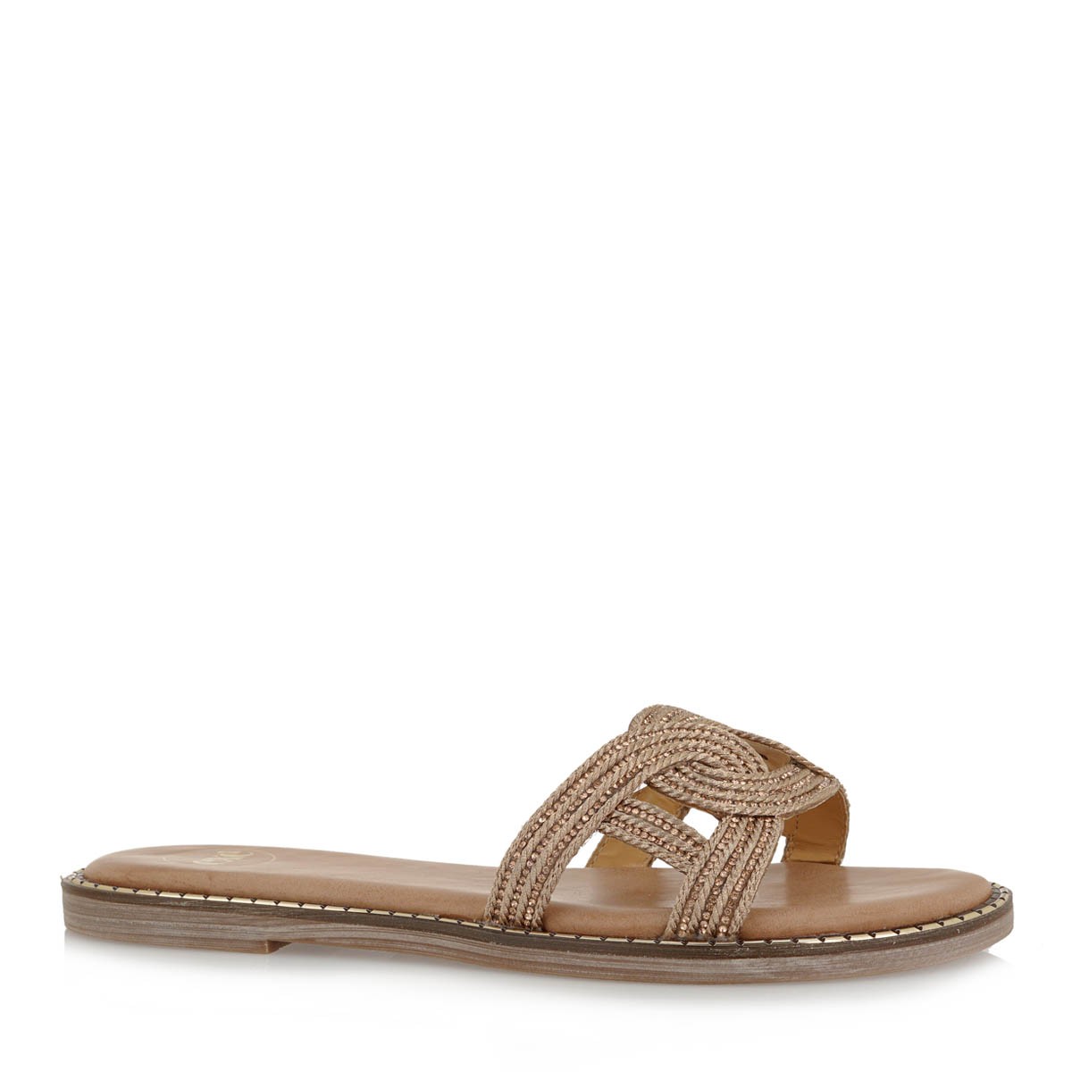 EXE Shoes Γυναικείες Παντόφλες ALLISON-139 Χρυσό Πλεκτό K4700139176M