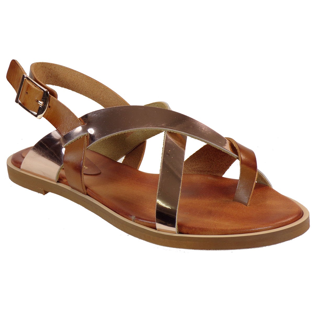 Fardoulis shoes Γυναικεία Παπούτσια Πέδιλα 268 Ταμπά-Χαλκός Δέρμα