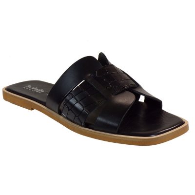 Fardoulis shoes Γυναικείες Παντόφλες 301 Μαύρο Κροκό Δέρμα