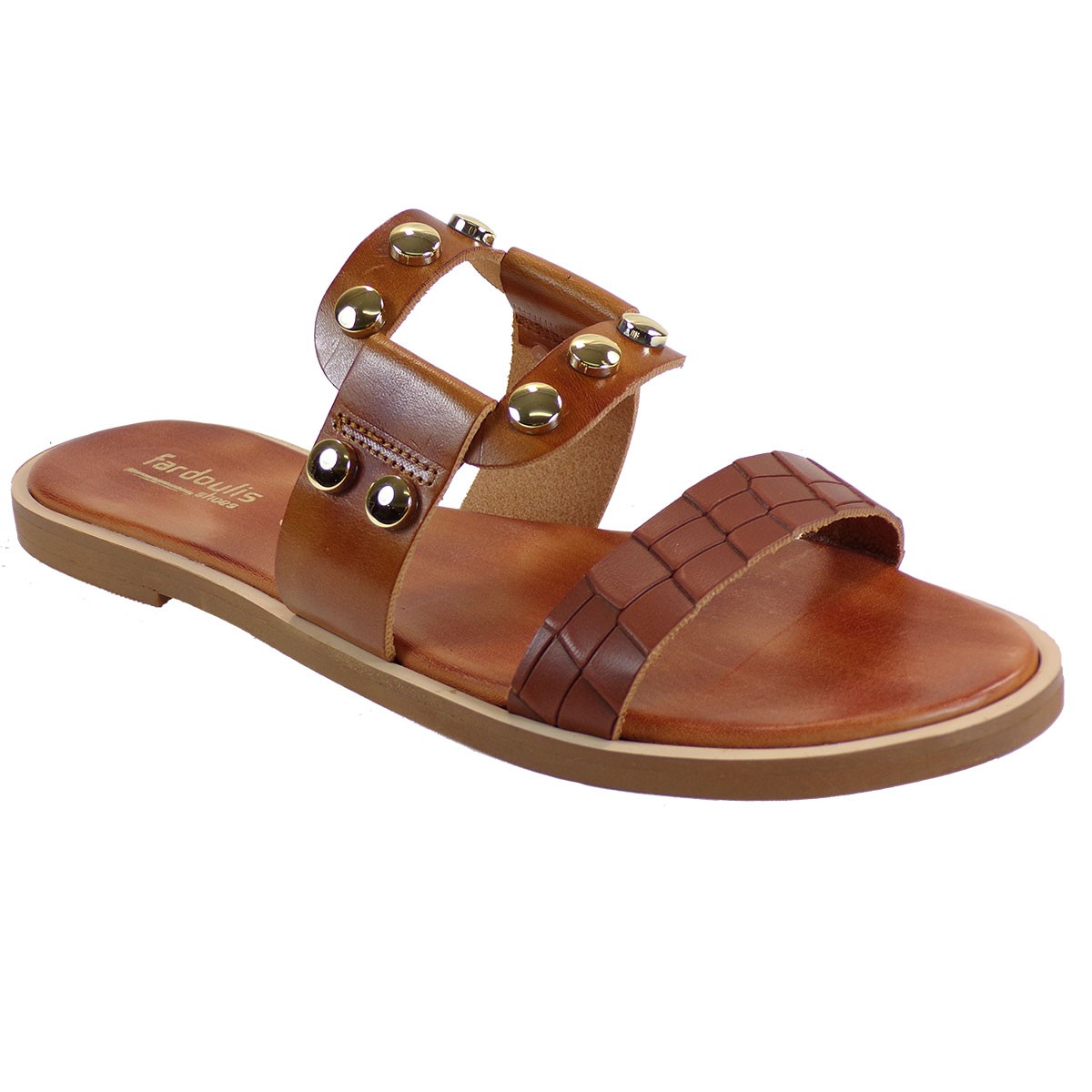 Fardoulis shoes Γυναικείες Παντόφλες 234 Ταμπά Κροκό Δέρμα