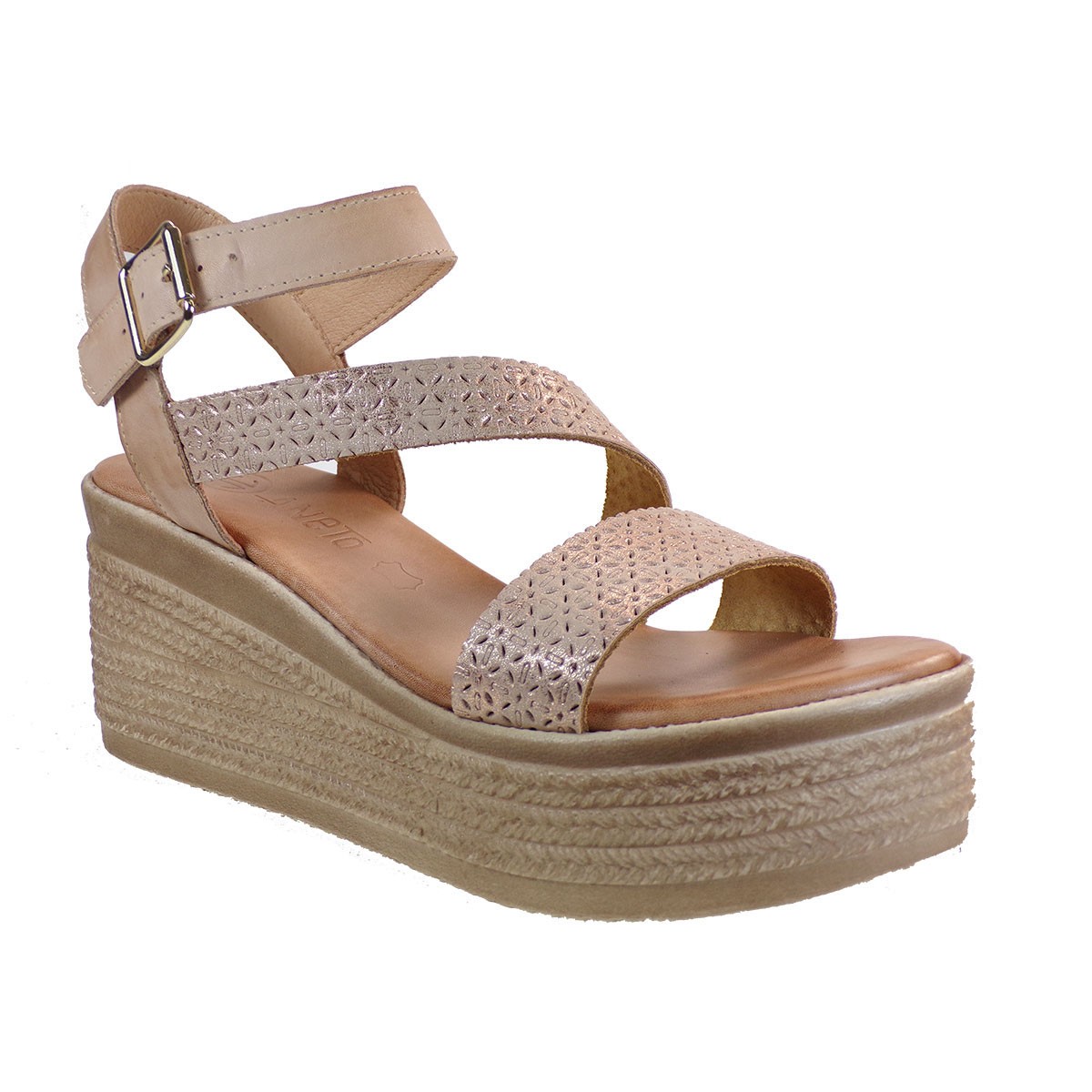 Katia Shoes Γυναικεία Πέδιλα Πλατφόρμες Κ139-1103 Χαλκός-Πούδρα Δέρμα