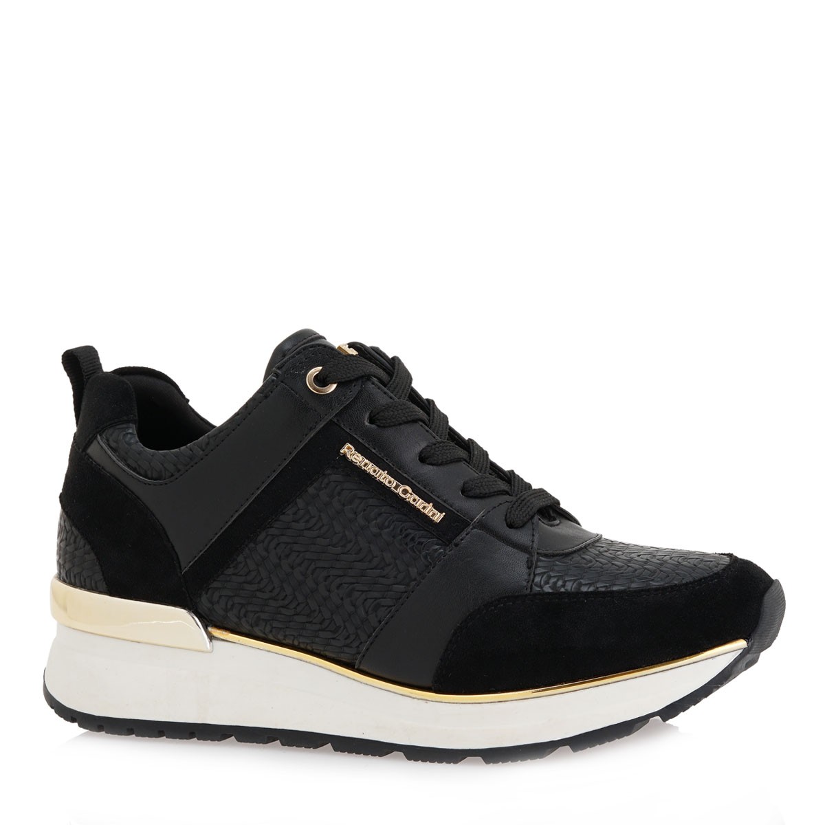 Renato Garini Γυναικεία Παπούτσια Sneakers 352-RG2253 Μαύρο Καστόρι Πλέκτο L119R352211N