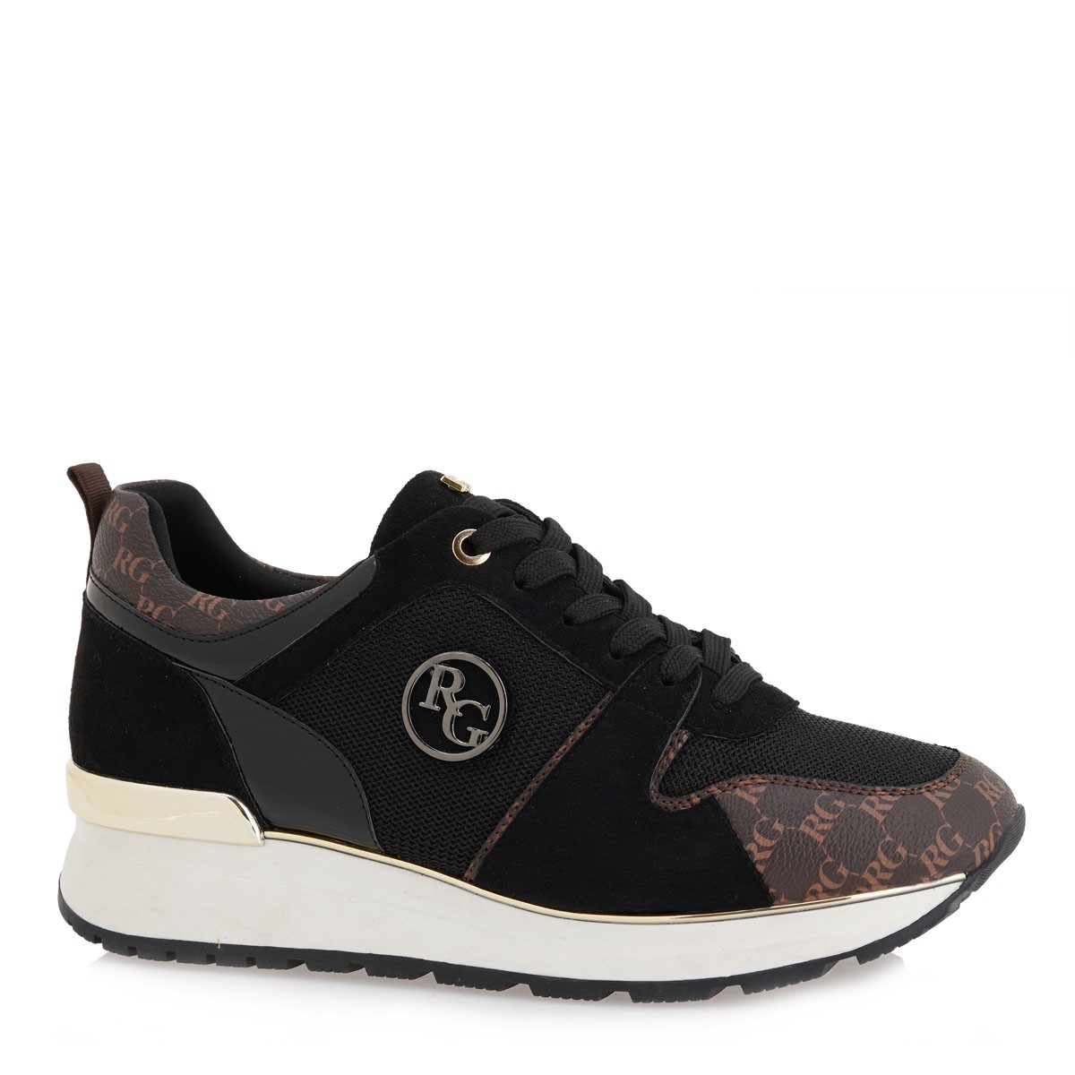 Renato Garini Γυναικεία Παπούτσια Sneakers 722-RG2227 Μαύρο Καφέ Στάμπα L119R7222K72