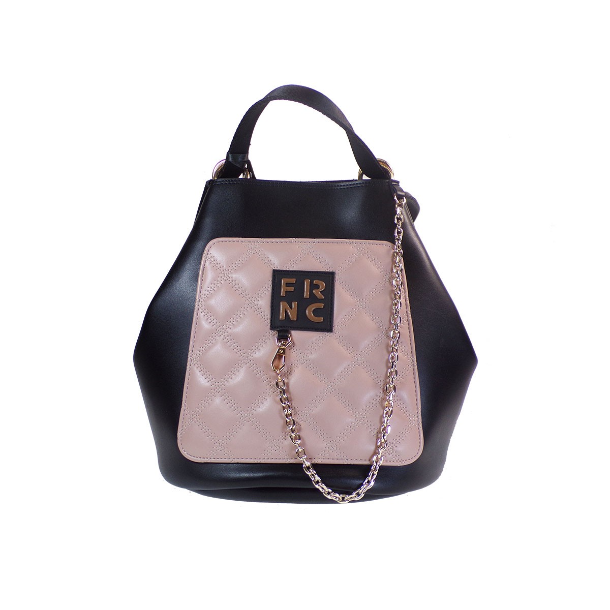 FRNC FRANCESCO Τσάντα Γυναικεία Ώμου-Backpack 902 Mαύρο-Πούδρα