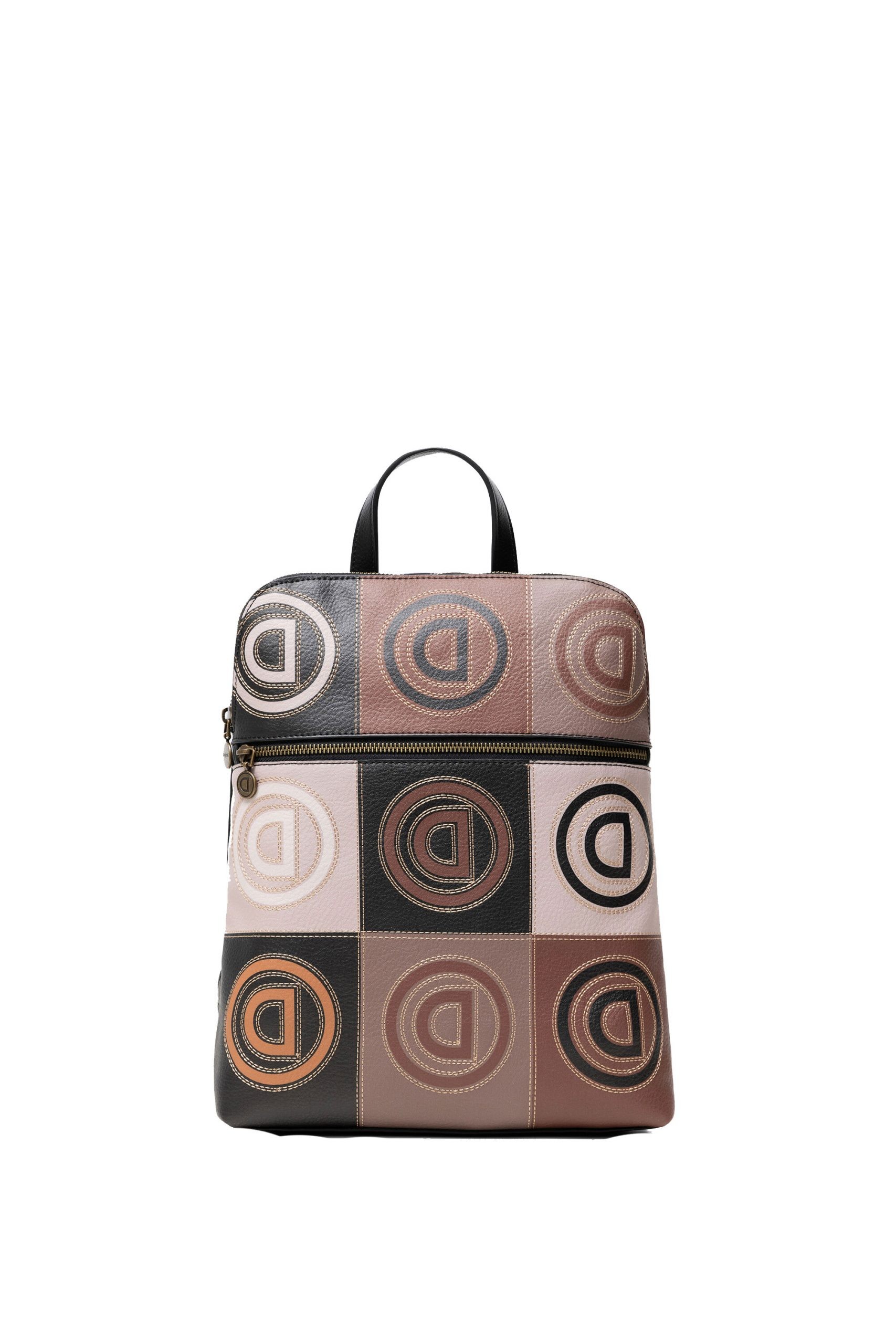 Desigual BOLS BACK LOGO PATCHΤσάντα Γυναικεία Backpack 20WAKP50-6009 Μαύρο-Ταμπά