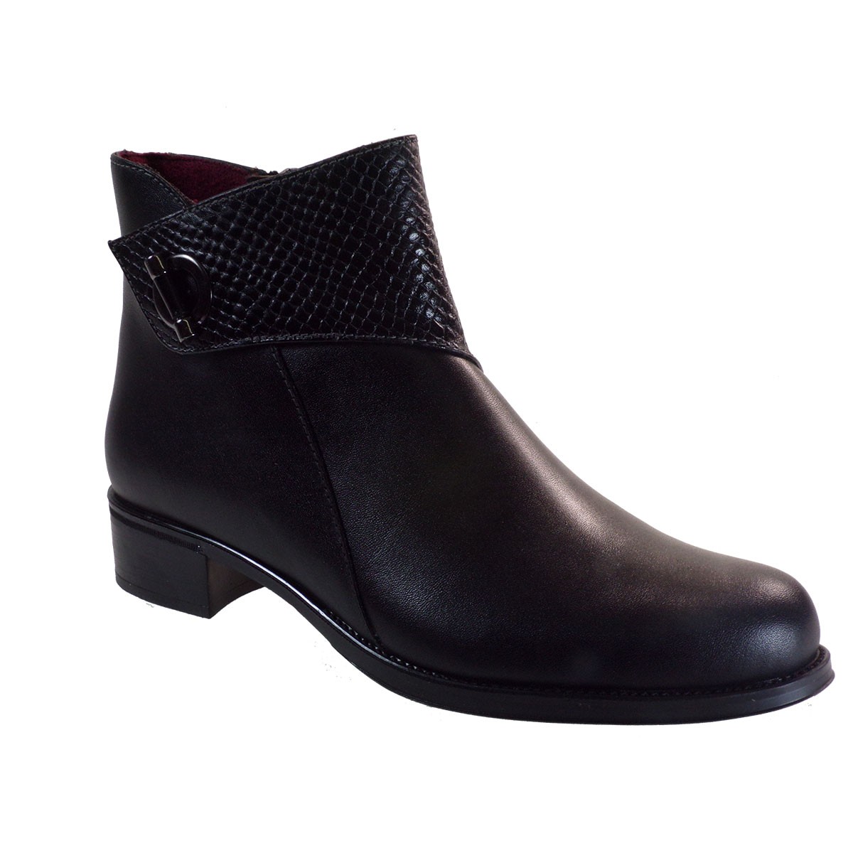 Softies Shoes Γυναικείες Μποτάκια 7250 Μαύρο Δέρμα