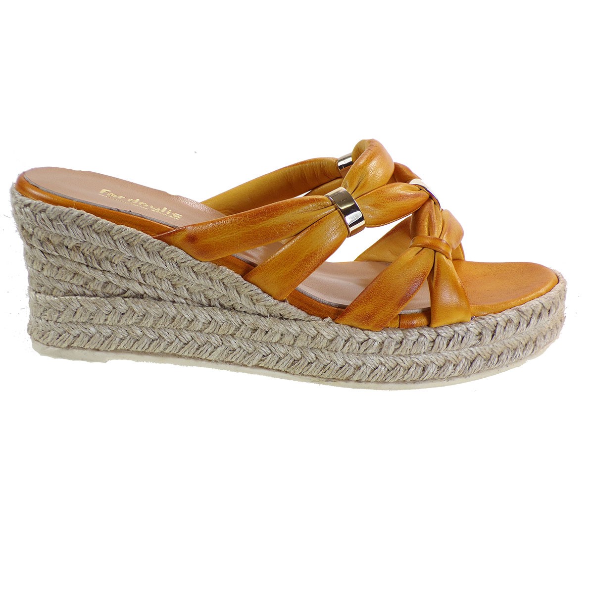 Fardoulis Shoes Γυναικείες Παντόφλες Πλατφόρμες Εσπαντρίγιες 401-69 Κίτρινο Δέρμα φωτογραφία