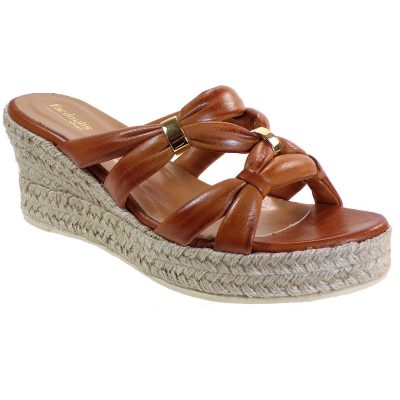 Fardoulis Shoes Γυναικείες Παντόφλες Πλατφόρμες Εσπαντρίγιες 401-69 Ταμπά Δέρμα