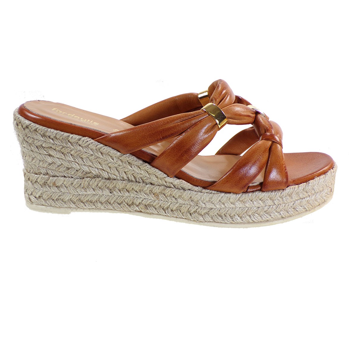 Fardoulis Shoes Γυναικείες Παντόφλες Πλατφόρμες Εσπαντρίγιες 401-69 Ταμπά Δέρμα φωτογραφία