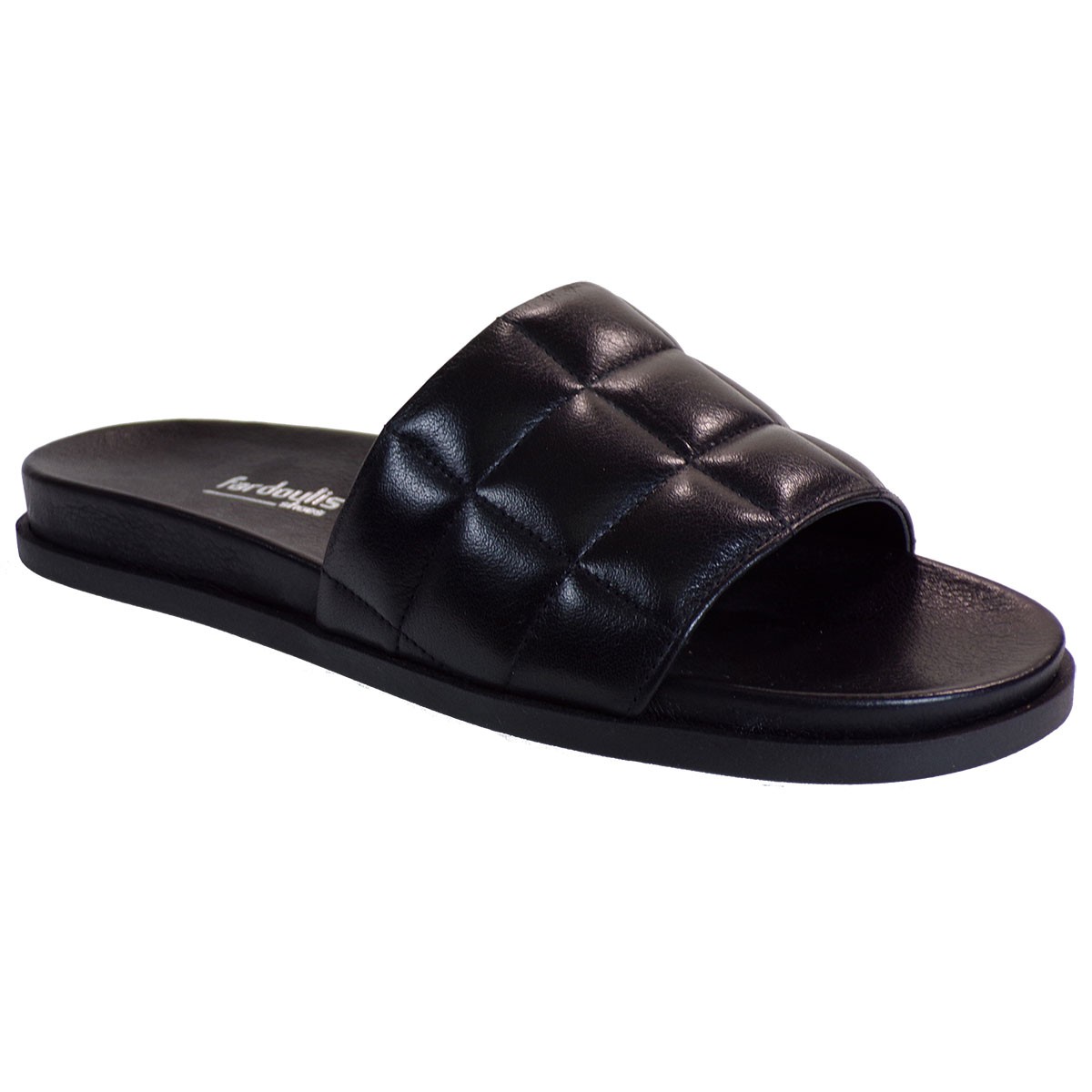 Fardoulis shoes Γυναικείες Παντόφλες 111-47 Μαύρο Δέρμα
