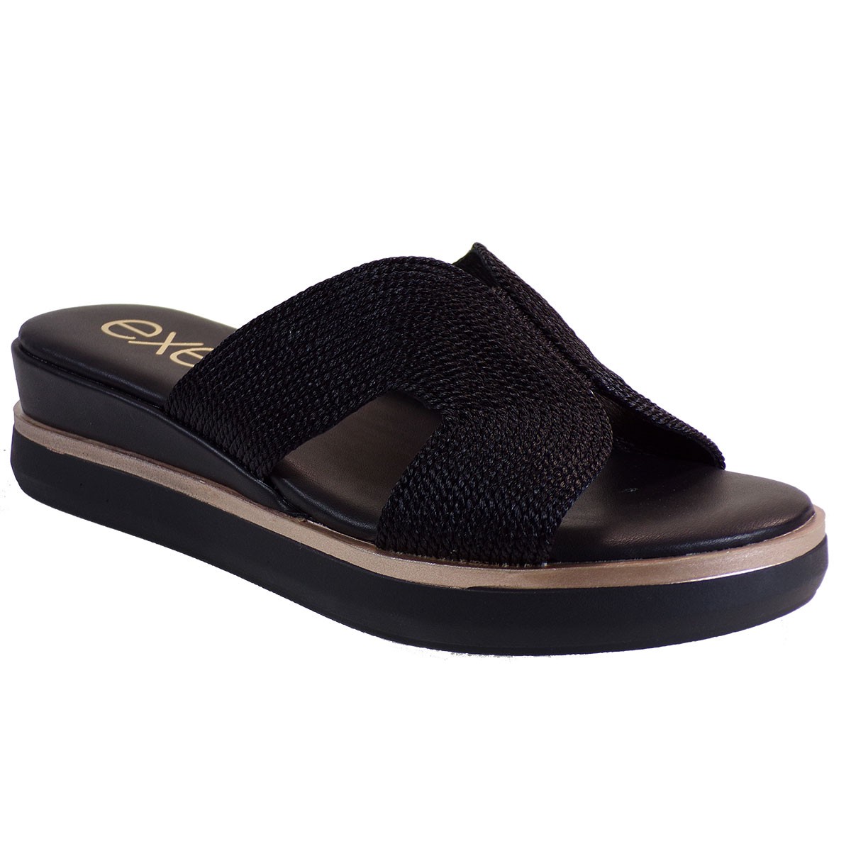 EXE Shoes Γυναικεία Παντόφλας Πλατφόρμες AMANTA -365 Μαύρο Μακραμε M47003652P11