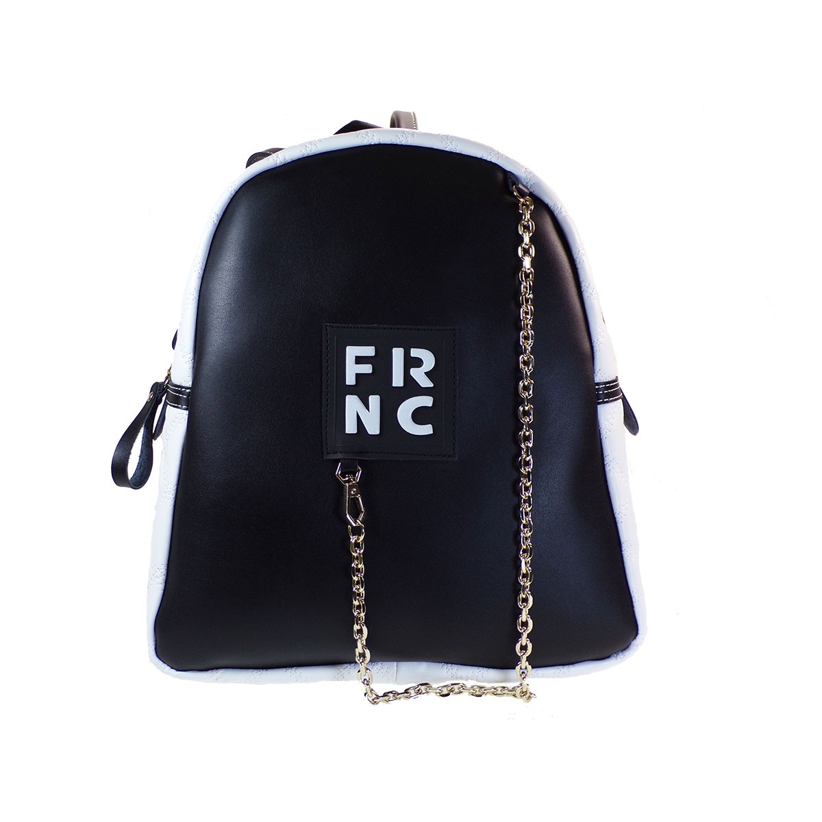FRNC FRANCESCO Τσάντα Γυναικεία Πλάτης-Backpack 901 Μαύρο-Λευκό Δέρμα