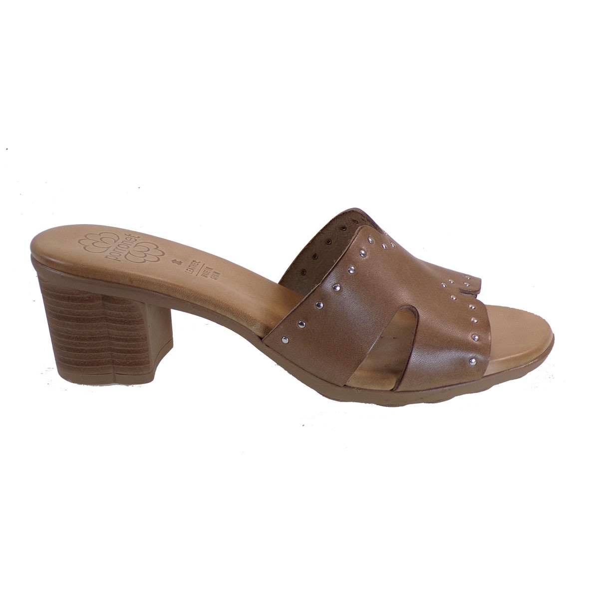 Porronet Shoes Γυναικεία Δερμάτινα Παντόφλες FI2625 Ταμπά φωτογραφία