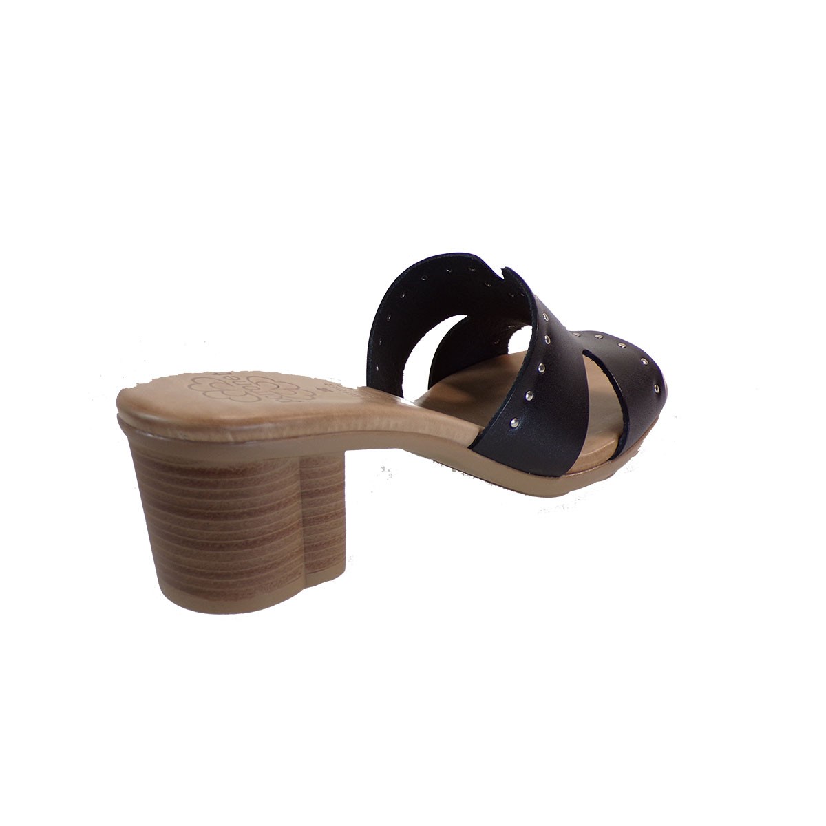 Porronet Shoes Γυναικεία Δερμάτινα Παντόφλες FI2625 Μαύρο φωτογραφία