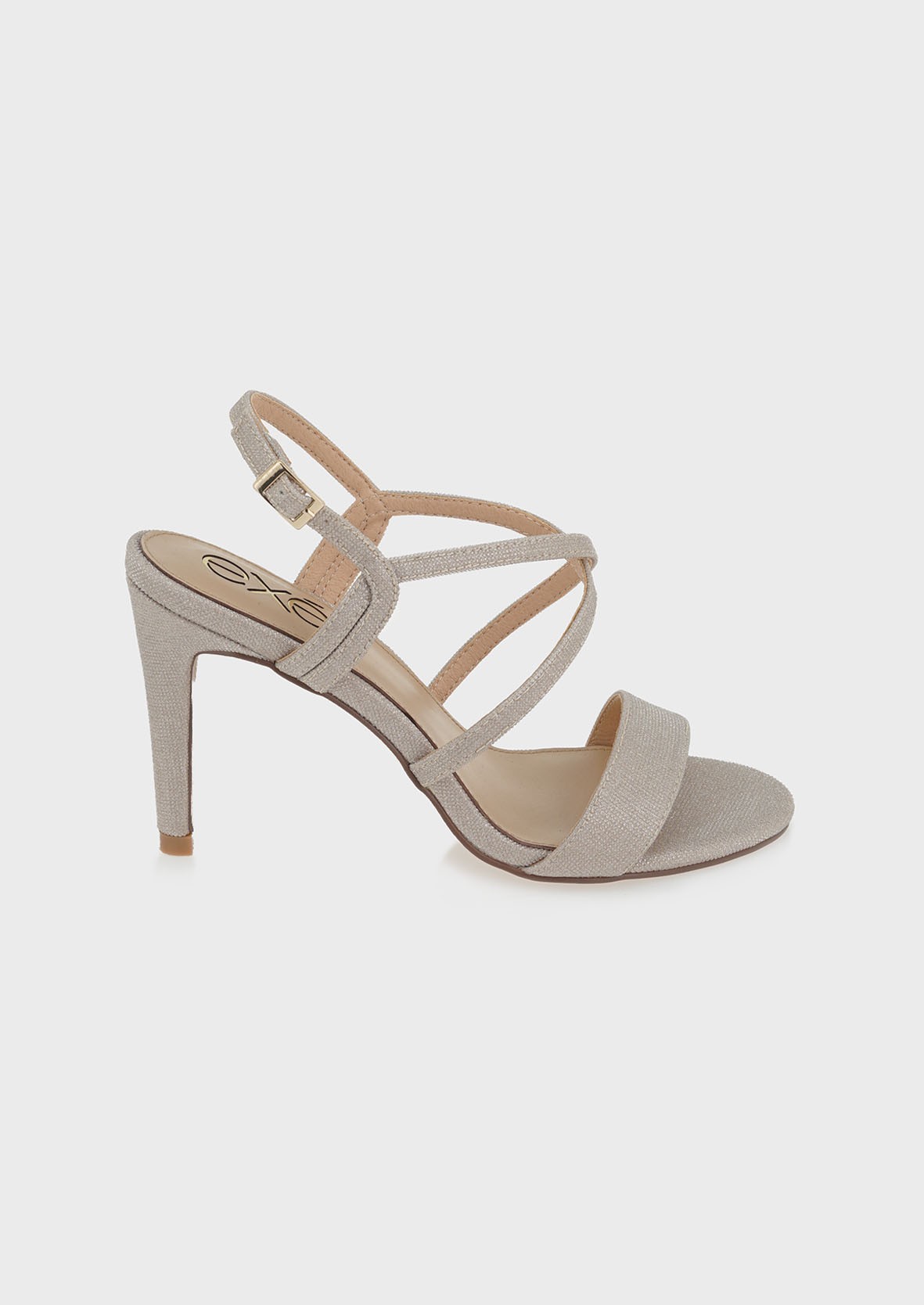 EXE Shoes Πέδιλα Γυναικεία 093-REBECA-393 Πλατίνα GLITTER M4700093579C