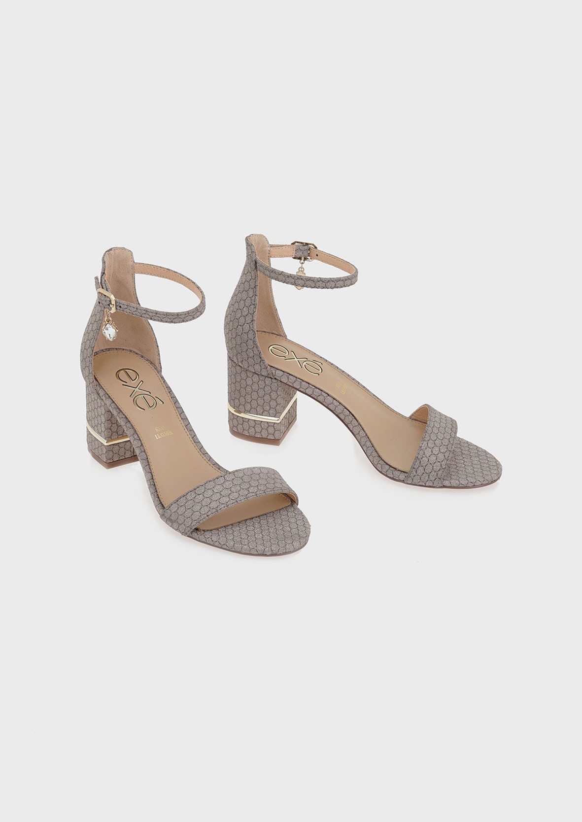 EXE Shoes Πέδιλα Γυναικεία PENNY-299 Ατσαλί Μπρονζέ Glitter M4700299403P