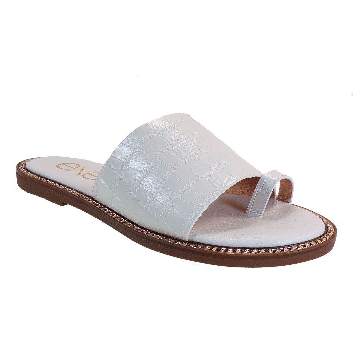 EXE Shoes Γυναικεία Παντόφλας ALEXIA-140 Λεύκο Κροκό M4700140125P