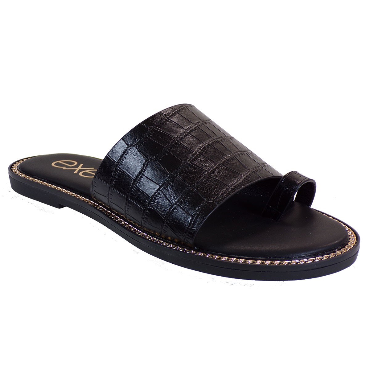 EXE Shoes Γυναικεία Παντόφλας ALEXIA-140 Μαύρο Κροκό M47001401024