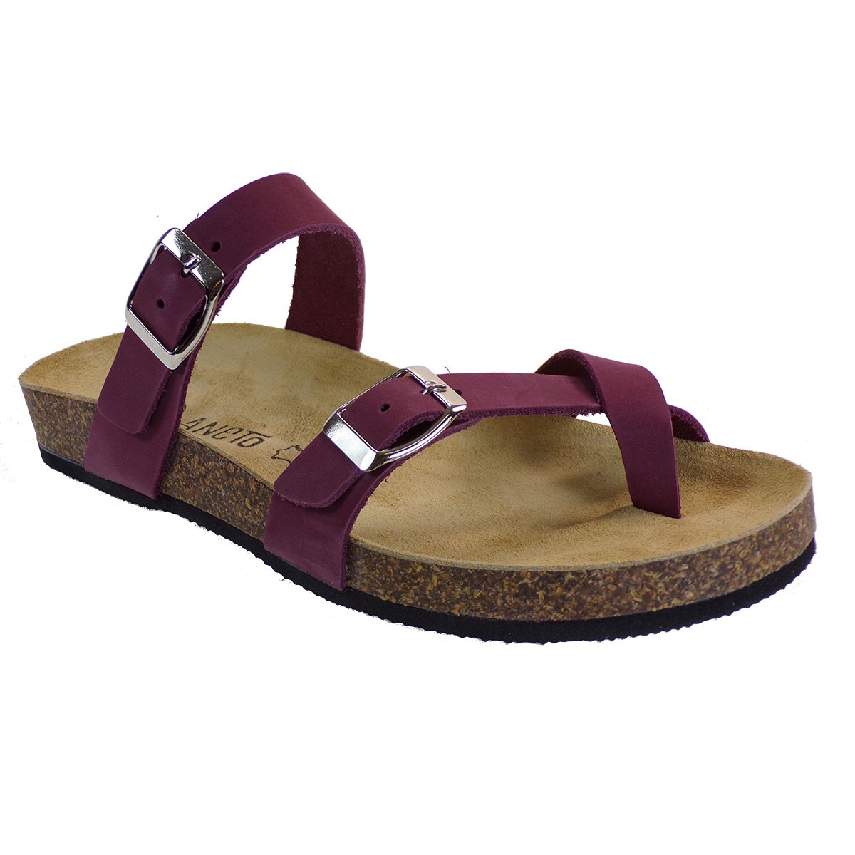 Katia Shoes Anneto Γυναικεία Πέδιλα Παντόφλες Κ64-185 Μπορντώ Δέρμα