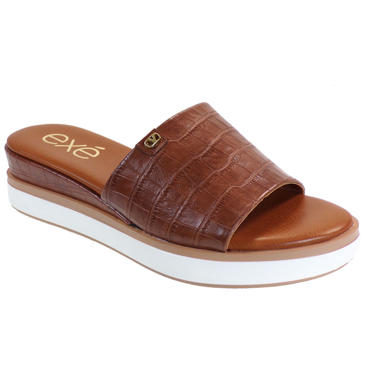 EXE Shoes Γυναικεία Παντόφλας Πλατφόρμες AMANDA-380 Ταμπά Κροκό M47003802G55