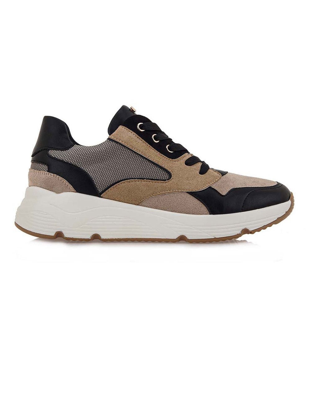 Renato Garini Γυναικεία Παπούτσια Sneakers 117-19R Μπέζ Καστόρι Μαύρο N119R117219M