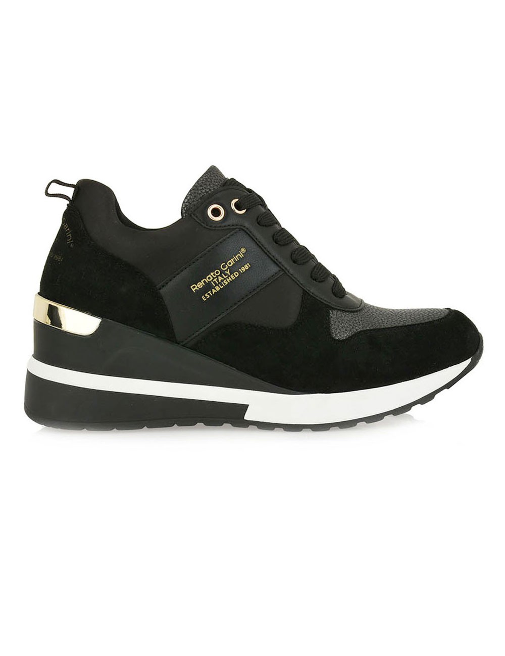 Renato Garini Γυναικεία Παπούτσια Sneakers 342-19R Μαύρο Kαστόρι-Σατεν N119R3423P80