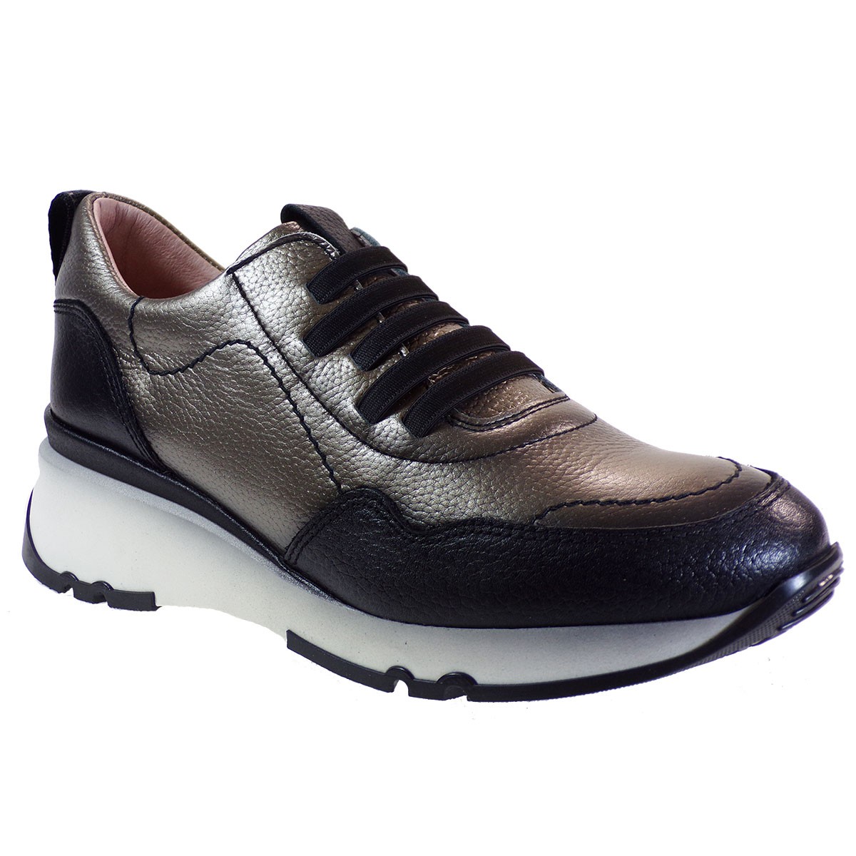 Hispanitas Γυναικεία Sneakers Αθλητικό HI211824 Μαύρο-Ατσαλί Δέρμα