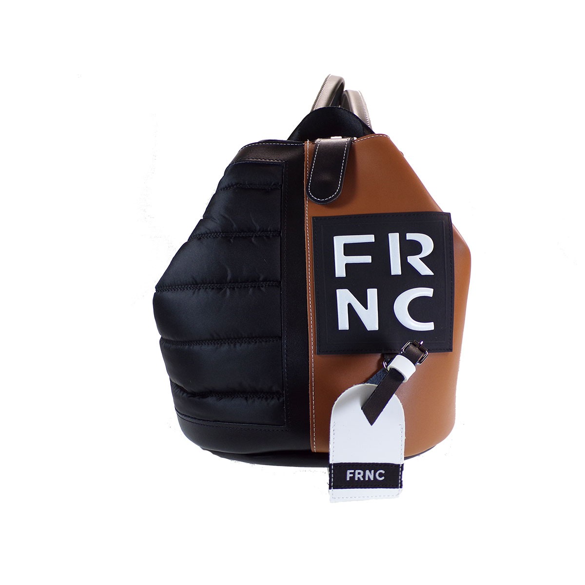 FRNC FRANCESCO Τσάντα Γυναικεία Πλάτης-Backpack 2406 Ταμπά-Μαύρο Δέρμα