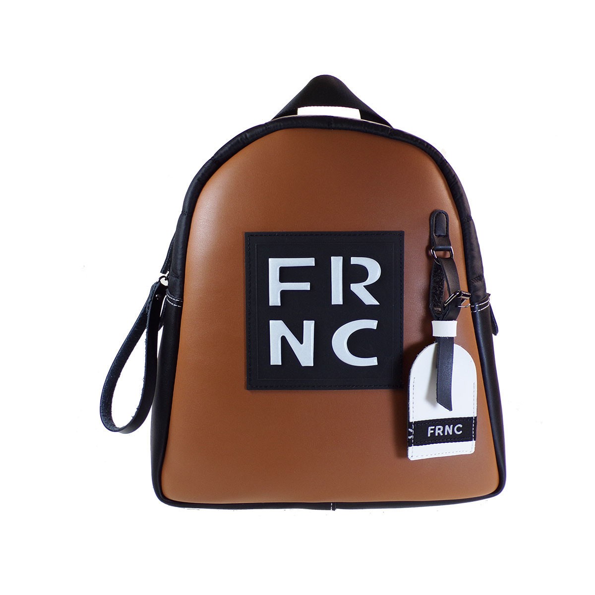 FRNC FRANCESCO Τσάντα Γυναικεία Πλάτης-Backpack 2403 Ταμπά-Μαύρο Δέρμα
