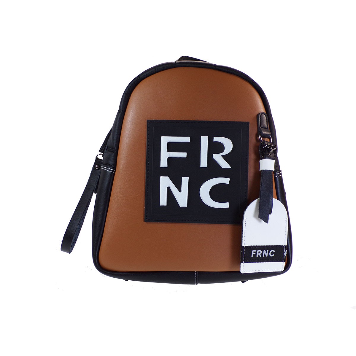FRNC FRANCESCO Τσάντα Γυναικεία Πλάτης-Backpack 2402 Ταμπά-Μαύρο Δέρμα