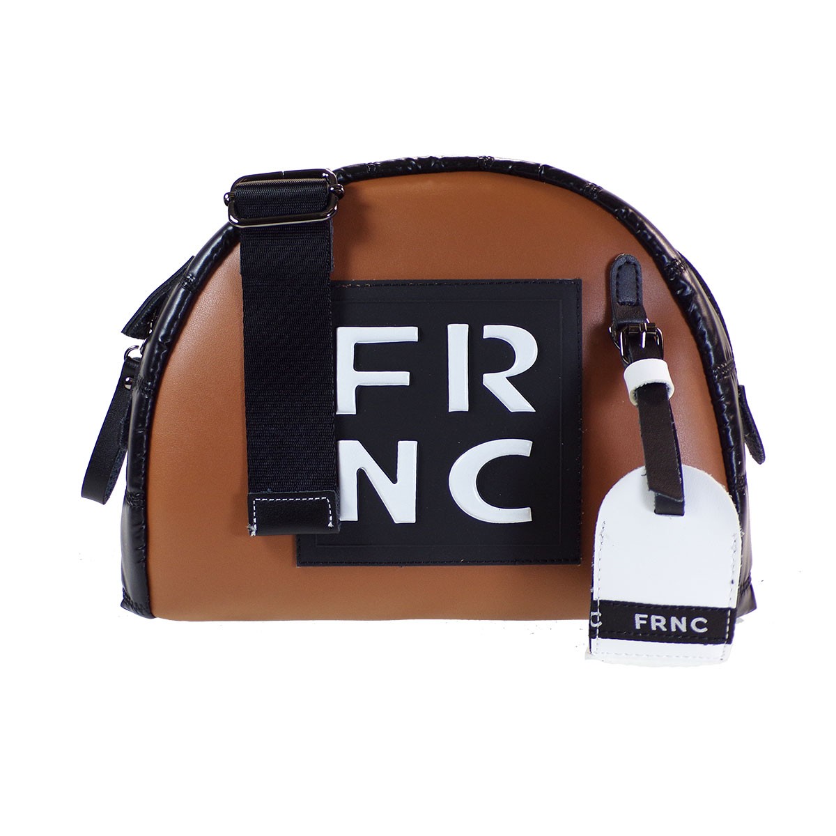 FRNC FRANCESCO Τσάντα Γυναικεία Ώμου-Χιαστί 2401 Ταμπά-Μαύρο Δέρμα