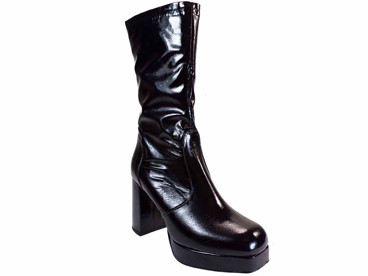 Smart Cronos Γυναικεία Παπούτσια Μποτάκια 7379-3879 Μαύρο Λουστρίνι