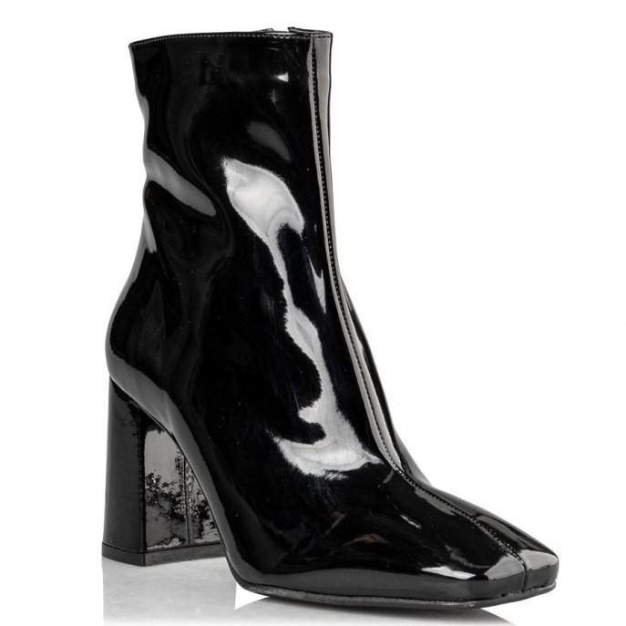 Envie Shoes Γυναικεία Μποτάκια SHINY ANKLE BOOTS E02-14140-34 Μαύρο Λουστρίνι