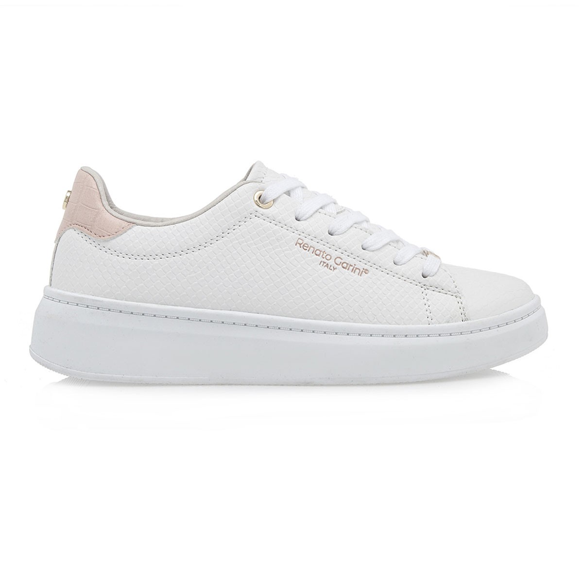 Renato Garini Γυναικεία Παπούτσια Sneakers 216-57Q Λεύκο Φίδι Ροζ Κροκό O157Q2162X33