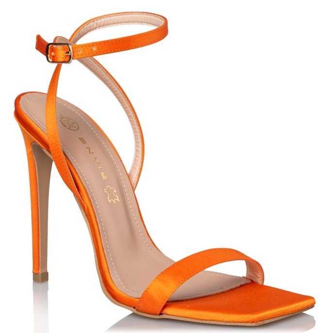 Envie Shoes Γυναικεία Παπούτσια Πέδιλα E02-15176-46 Πορτοκαλί Σατέν
