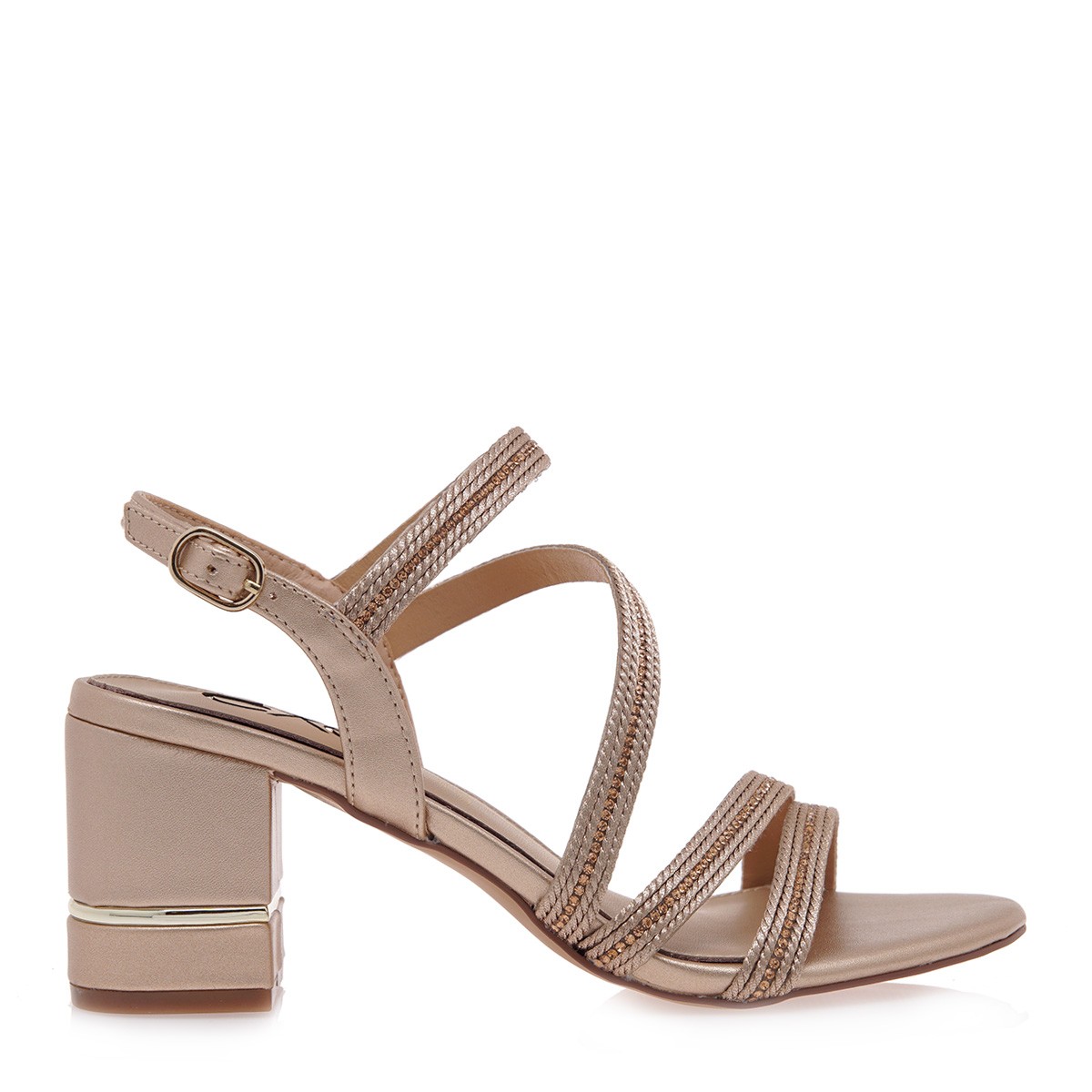EXE Shoes Πέδιλα Γυναικεία 282-PENNY 700-282 Ρόζ Χρυσό Στρας Μακραμέ O47002824P50