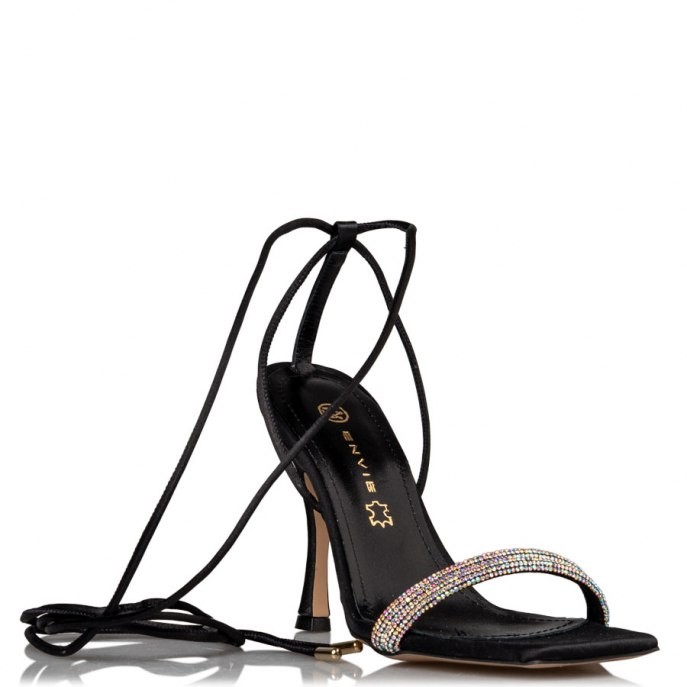 Envie Shoes Γυναικεία Παπούτσια Πέδιλα E02-15161-34 Mαύρο Σατέν φωτογραφία