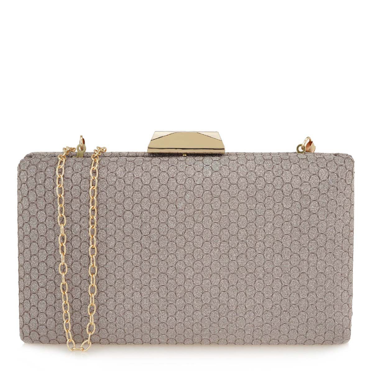 Exe Bags Γυναικεία Τσάντα Φάκελος Clutches 64282 700-282 Ατσαλί Μπρονζέ Glitter O6700282903P